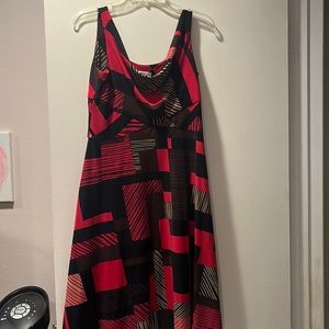 Brown Red geometric print dress size Small